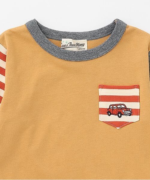 Love&Peace&Money（ラブアンドピースアンドマネー）の「【人気商品再入荷】【直営店で取り扱い無し】classic car刺しゅう長袖Tシャツ（Tシャツ/カットソー・キッズ・ブルー/キャメル・80ｃｍ/90cm/110cm/100cm/120cm/130cm）」の4枚目の写真