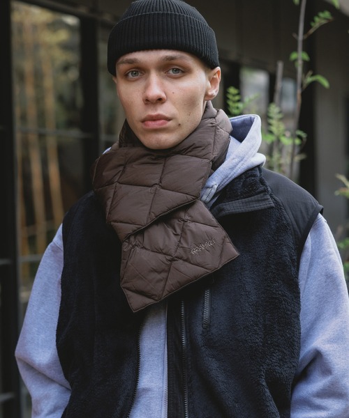 美品✨ルシアンペラフィネ　ダウンスカーフ　マフラー防寒スカル×リーフ　モノグラム Lucien Pellat-Finet ルシアンペラフィネ 秋冬 ダウン スカーフ