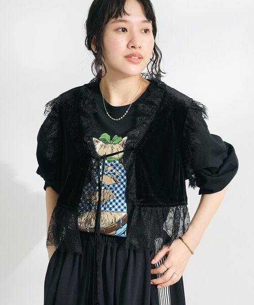 CRAFT STANDARD BOUTIQUE(クラフトスタンダードブティック)の「ベロアレース付きベスト(ベスト・レディース・ボルドー/ブラック・FREE)」の19枚目の写真