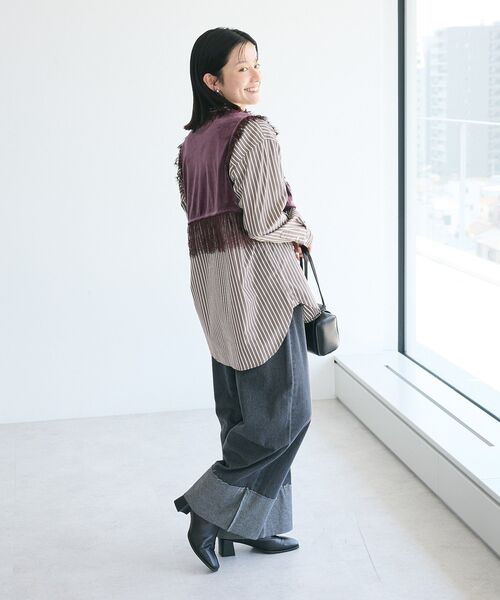 CRAFT STANDARD BOUTIQUE(クラフトスタンダードブティック)の「ベロアレース付きベスト(ベスト・レディース・ボルドー/ブラック・FREE)」の4枚目の写真