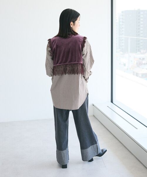 CRAFT STANDARD BOUTIQUE(クラフトスタンダードブティック)の「ベロアレース付きベスト(ベスト・レディース・ボルドー/ブラック・FREE)」の5枚目の写真