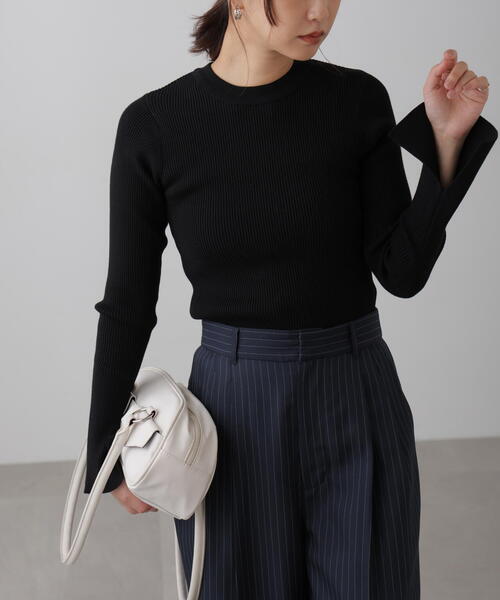 FREE'S MART（フリーズマート）の「◆〈洗える〉マシンウォッシャブルクルーネックニット（ニット/セーター・レディース・ブラック/ホワイト/ライトグリーン/パープル・FREE）」の3枚目の写真