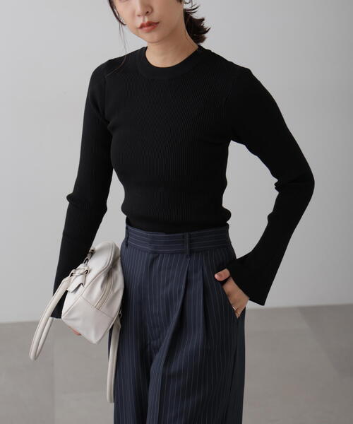 FREE'S MART（フリーズマート）の「◆〈洗える〉マシンウォッシャブルクルーネックニット（ニット/セーター・レディース・ブラック/ホワイト/ライトグリーン/パープル・FREE）」の6枚目の写真