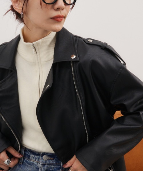 Auntie Rosa Holiday(アンティローザホリデー)の「オーバーサイズライダースジャケット(ライダースジャケット・レディース・ブラック・FREE)」の12枚目の写真