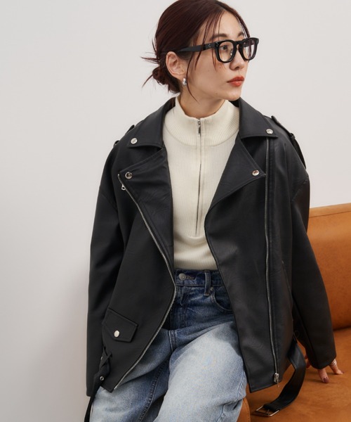 Auntie Rosa Holiday(アンティローザホリデー)の「オーバーサイズライダースジャケット(ライダースジャケット・レディース・ブラック・FREE)」の13枚目の写真