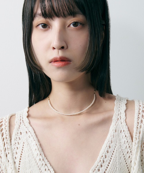 ライン パール ドループ バック ロング ネックレス（ネックレス