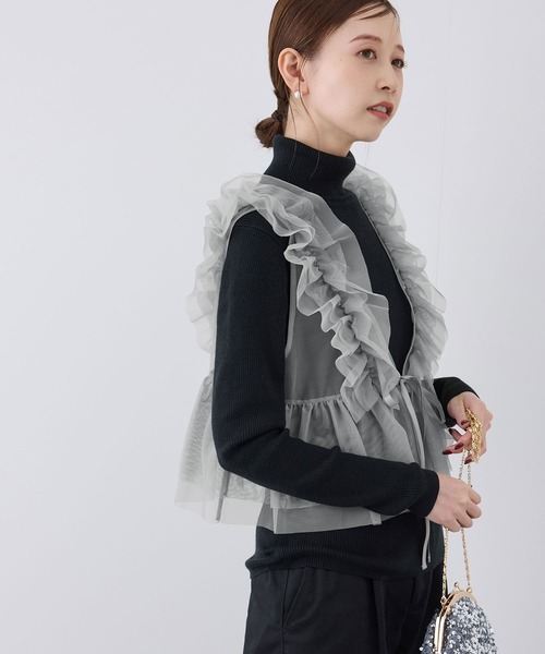 セール】前後2WAY/フリルチュールビスチェ（ベスト）｜ROPE' PICNIC