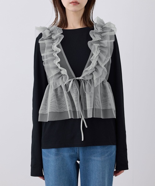 ROPE' PICNIC(ロペピクニック)の「前後2WAY/フリルチュールビスチェ(ベスト・レディース・グレー/キナリ・38)」の13枚目の写真