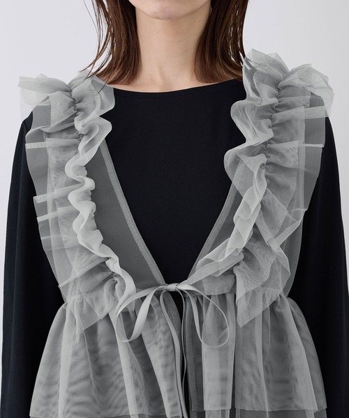 ROPE' PICNIC(ロペピクニック)の「前後2WAY/フリルチュールビスチェ(ベスト・レディース・グレー/キナリ・38)」の10枚目の写真