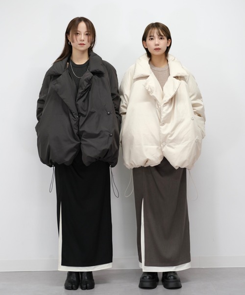 セール】オリジナルコクーンミドルダウンコート / スタンドカラー 襟