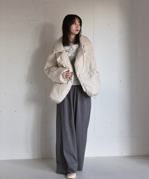 美品 Theory ダウンコート コクーンシルエット スペースグレー M titivate（ティティベイト） ダウンコート ダウンジャケット フード付