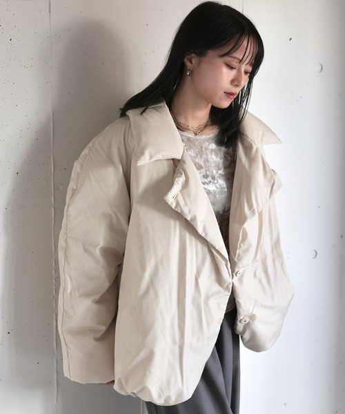 セール】オリジナルコクーンミドルダウンコート / スタンドカラー 襟