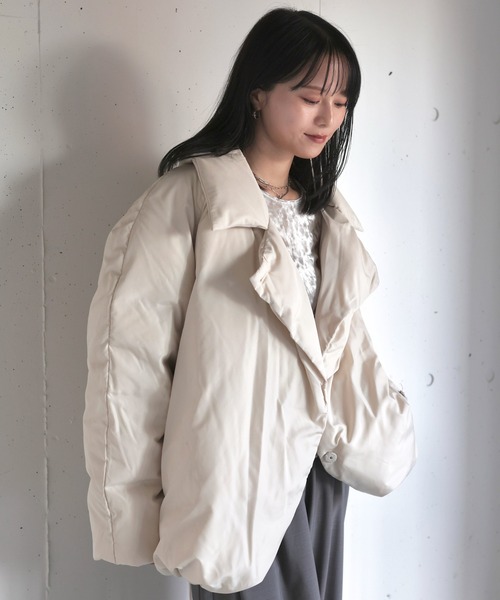 セール】オリジナルコクーンミドルダウンコート / スタンドカラー 襟