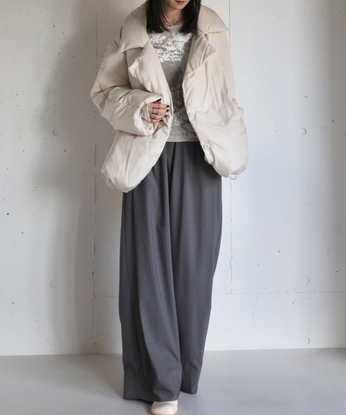 セール】オリジナルコクーンミドルダウンコート / スタンドカラー 襟