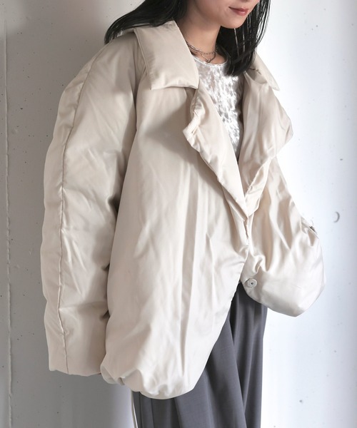セール】オリジナルコクーンミドルダウンコート / スタンドカラー 襟