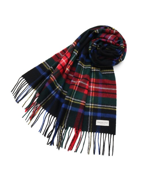 Johnstons of Elgin（ジョンストンズオブエルガン）の「Johnstons of Elgin（ジョンストンズ オブ エルガン）中判チェックカシミヤストール（ストール/ショール・レディース・ブラック系1/レッド系3・00）」の3枚目の写真