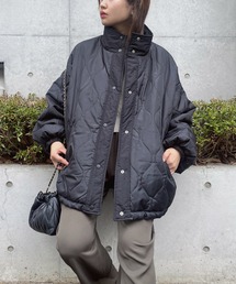 AS KNOW AS plus | ◇スタンドカラー ドロスト付き ミドル丈 リバーシブル キルティング中綿ブルゾン(ブルゾン)