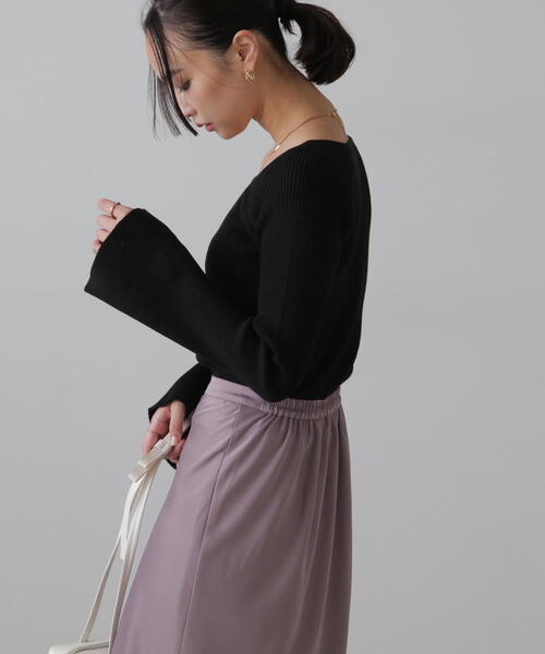 FREE'S MART(フリーズマート)の「◆スクエアネック袖フレアニット(ニット/セーター・レディース・ブルー/ブラック/ホワイト/レッド・FREE)」の7枚目の写真