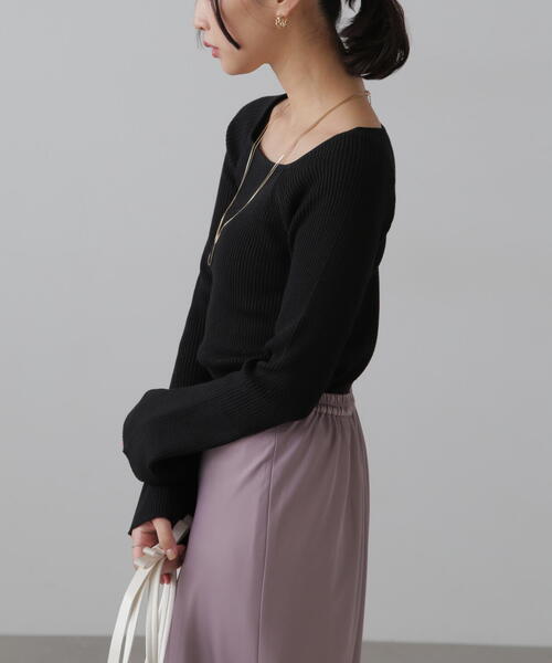 FREE'S MART(フリーズマート)の「◆スクエアネック袖フレアニット(ニット/セーター・レディース・ブルー/ブラック/ホワイト/レッド・FREE)」の10枚目の写真