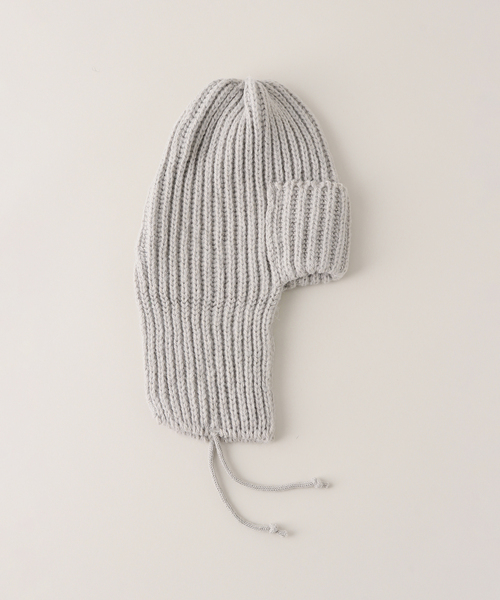 Stuart Austin(ステュアートオースティン)の「【STUART AUSTIN/スチュアート オースティン】 001rib Fright cap w earfla(ニットキャップ/ビーニー・レディース・ホワイト/ライトグレー・FREE)」の3枚目の写真