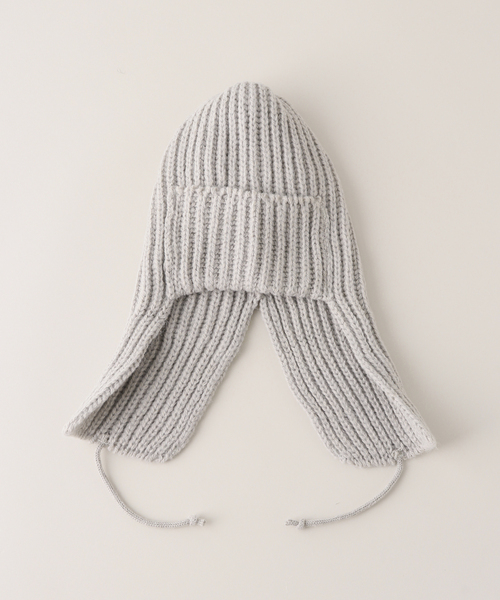 Stuart Austin(ステュアートオースティン)の「【STUART AUSTIN/スチュアート オースティン】 001rib Fright cap w earfla(ニットキャップ/ビーニー・レディース・ホワイト/ライトグレー・FREE)」の4枚目の写真
