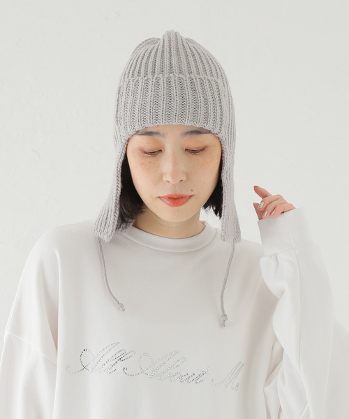 Stuart Austin(ステュアートオースティン)の「【STUART AUSTIN/スチュアート オースティン】 001rib Fright cap w earfla(ニットキャップ/ビーニー・レディース・ホワイト/ライトグレー・FREE)」の12枚目の写真