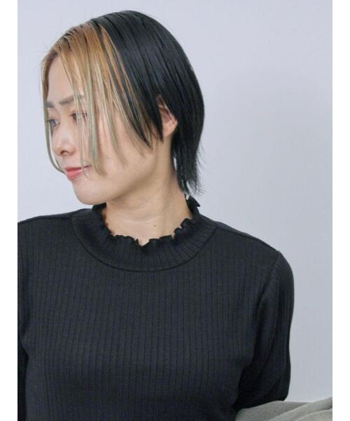 Samansa Mos2 blue(サマンサモスモスブルー)の「リブフリル衿ニットソー(Tシャツ/カットソー・レディース・ブラック/サックスブルー/オフホワイト・F)」の2枚目の写真