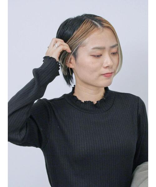 Samansa Mos2 blue(サマンサモスモスブルー)の「リブフリル衿ニットソー(Tシャツ/カットソー・レディース・ブラック/サックスブルー/オフホワイト・F)」の11枚目の写真