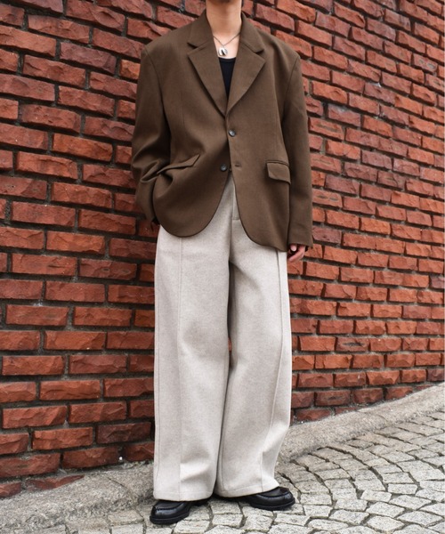Noen（ノエン）の「ジャージメルトンワイドスラックス【セットアップ対応】（スラックス・メンズ・ブラック/ベージュ・MEDIUM/LARGE）」の21枚目の写真