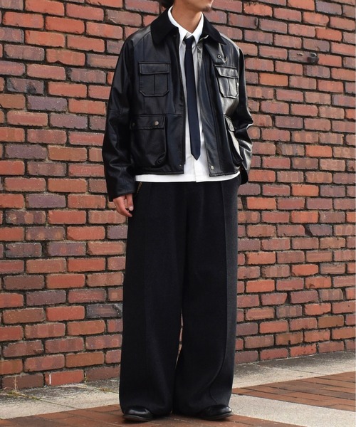 ジャージメルトンワイドスラックス【セットアップ対応】（スラックス