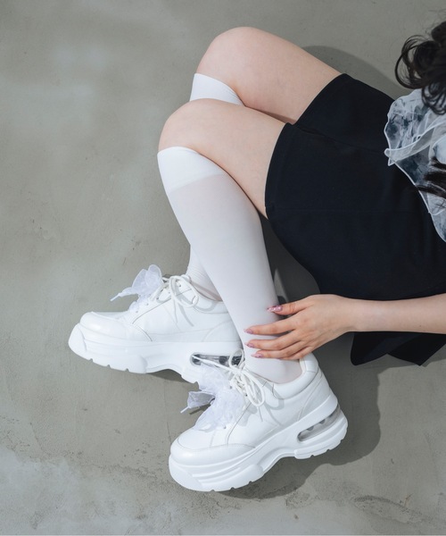 セール】【XS-LLサイズ展開・軽量】厚底レースアップシューズ