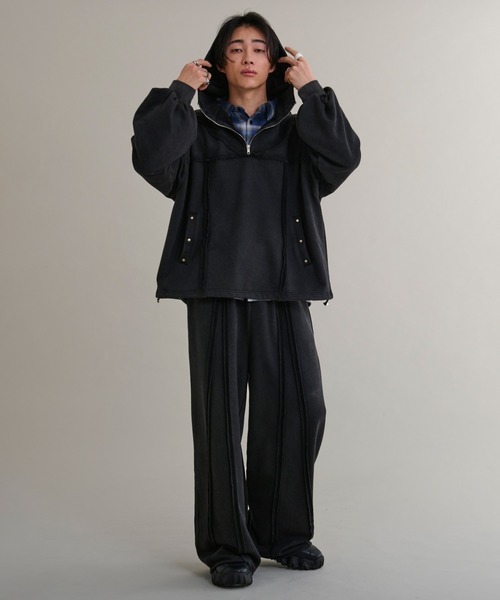 Ellno Loset（エルノロゼット）の「オーバーダイアノラックフーディ/SETUP対応（パーカー・メンズ・ブラック・MEDIUM/SMALL/LARGE）」の16枚目の写真