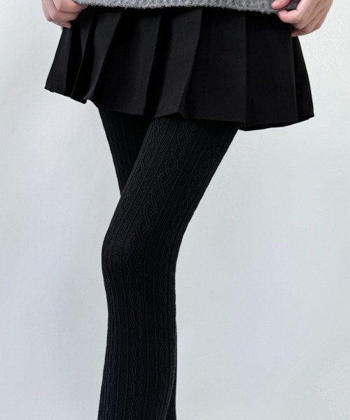 Nia（ニア）の「Nia(ニア)/レースデザイン　コットンタイツ（タイツ/ストッキング・レディース・ホワイト/ブラウン/ベージュ/ピンク/グレー/ダークグレー/パープル/ブラック・FREE）」の3枚目の写真