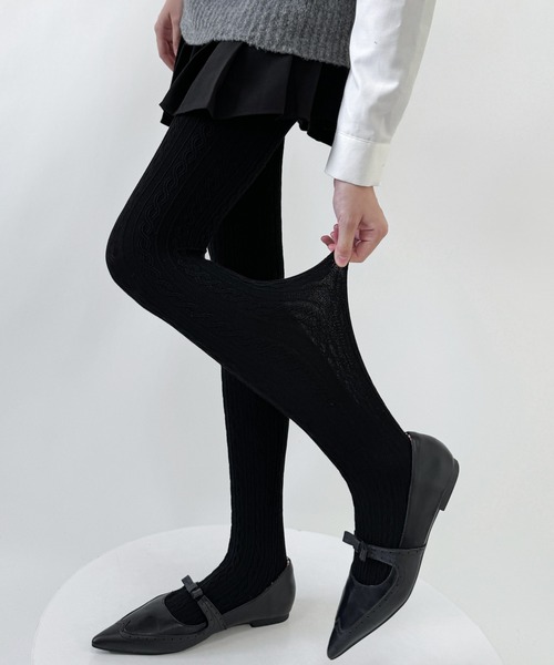 Nia（ニア）の「Nia(ニア)/レースデザイン　コットンタイツ（タイツ/ストッキング・レディース・ホワイト/ブラウン/ベージュ/ピンク/グレー/ダークグレー/パープル/ブラック・FREE）」の22枚目の写真