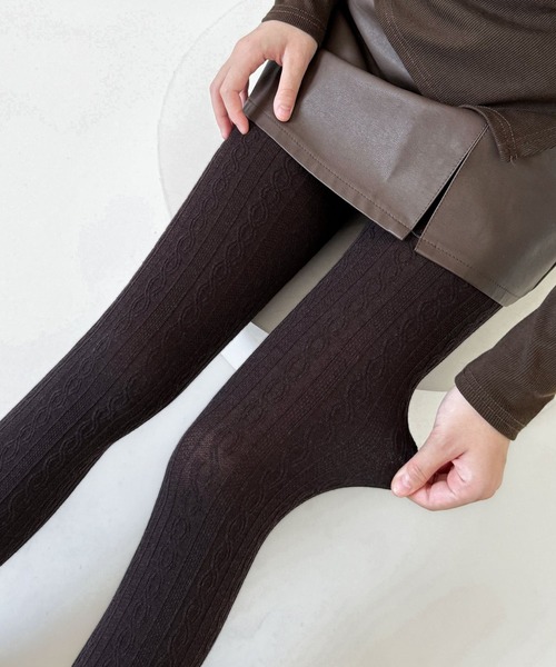 Nia（ニア）の「Nia(ニア)/レースデザイン　コットンタイツ（タイツ/ストッキング・レディース・ホワイト/ブラウン/ベージュ/ピンク/グレー/ダークグレー/パープル/ブラック・FREE）」の9枚目の写真