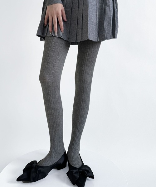 Nia（ニア）の「Nia(ニア)/レースデザイン　コットンタイツ（タイツ/ストッキング・レディース・ホワイト/ブラウン/ベージュ/ピンク/グレー/ダークグレー/パープル/ブラック・FREE）」の13枚目の写真