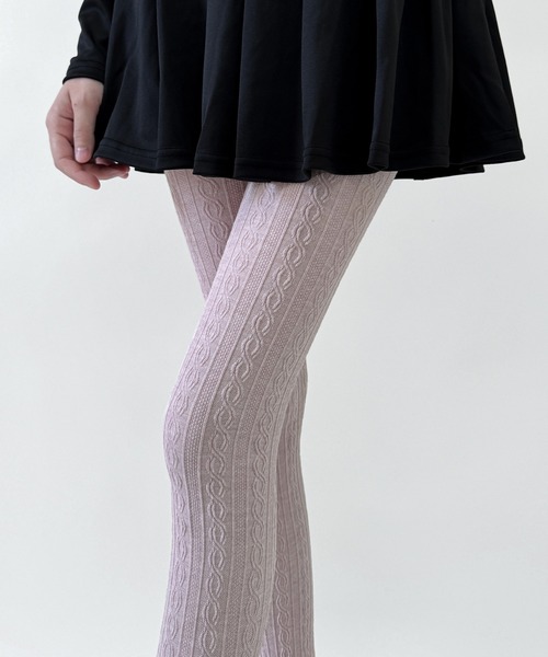 Nia（ニア）の「Nia(ニア)/レースデザイン　コットンタイツ（タイツ/ストッキング・レディース・ホワイト/ブラウン/ベージュ/ピンク/グレー/ダークグレー/パープル/ブラック・FREE）」の15枚目の写真