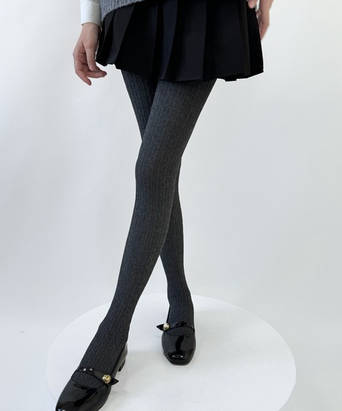 Nia（ニア）の「Nia(ニア)/レースデザイン　コットンタイツ（タイツ/ストッキング・レディース・ホワイト/ブラウン/ベージュ/ピンク/グレー/ダークグレー/パープル/ブラック・FREE）」の17枚目の写真