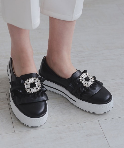 DONOBAN(ドノバン)の「ビジュープラットフォームスニーカー(スニーカー・レディース・ブラック/ホワイト・35/39/38/37/36)」の2枚目の写真