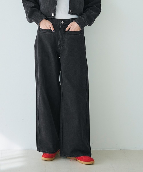 coca（coca）（コカ）の「【WEB限定セール】ワイドデニムパンツ（デニムパンツ・レディース・ブラック/ブルー・S/L/M）」の6枚目の写真