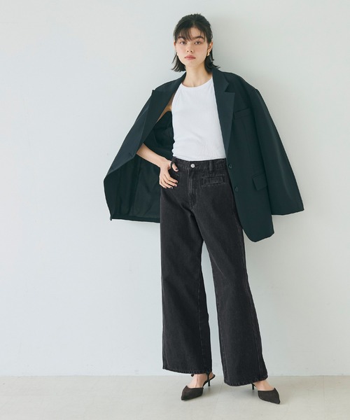 coca（coca）（コカ）の「【WEB限定セール】ワイドデニムパンツ（デニムパンツ・レディース・ブラック/ブルー・S/L/M）」の7枚目の写真
