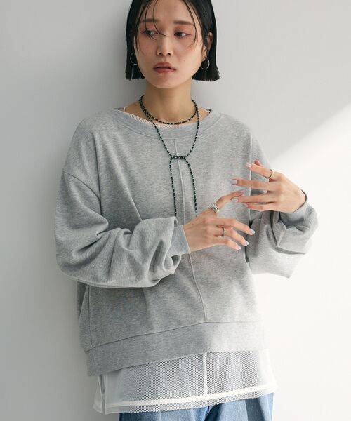 Green Parks(グリーンパークス)の「ショート丈ラメ裏毛ボートネックプルオーバー(スウェット・レディース・アイボリー/グリーン/グレー/イエロー/オレンジ・FREE)」の21枚目の写真