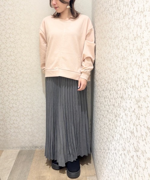 Green Parks(グリーンパークス)の「ショート丈ラメ裏毛ボートネックプルオーバー(スウェット・レディース・アイボリー/グリーン/グレー/イエロー/オレンジ・FREE)」の19枚目の写真