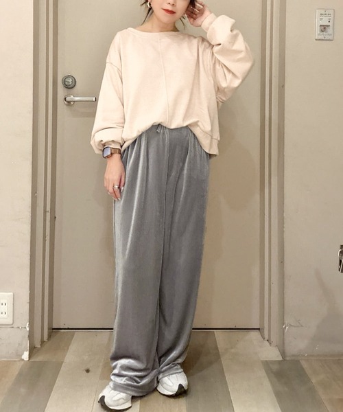 Green Parks(グリーンパークス)の「ショート丈ラメ裏毛ボートネックプルオーバー(スウェット・レディース・アイボリー/グリーン/グレー/イエロー/オレンジ・FREE)」の20枚目の写真