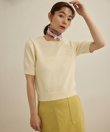 ROPE' | 【洗える】クルーネックミドルゲージ5分袖ニット【オーガニックコットン】/セットイン対応(ニット/セーター)