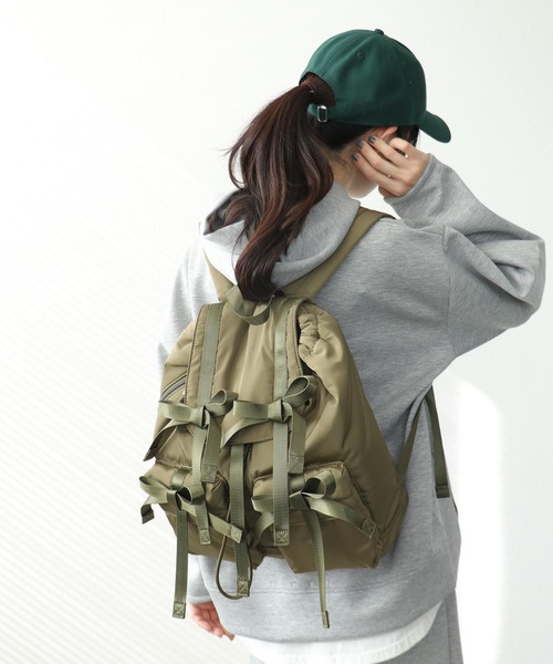Casselini(キャセリーニ)の「【Casselini】リボンバックパック @(バックパック/リュック・レディース・ブラック/カーキ/ブルー・FREE)」の1枚目の写真