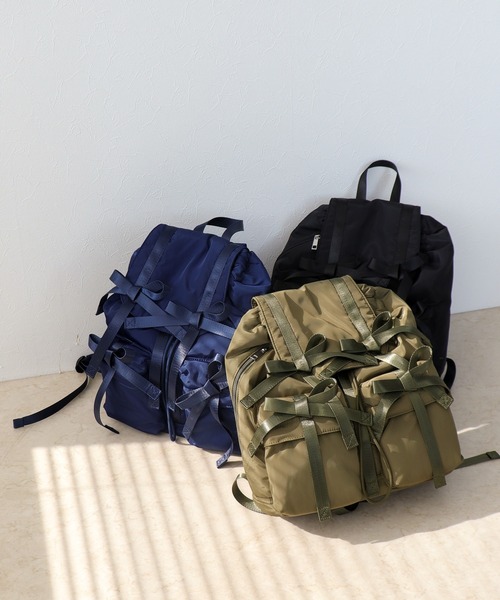 Casselini(キャセリーニ)の「【Casselini】リボンバックパック @(バックパック/リュック・レディース・ブラック/カーキ/ブルー・FREE)」の4枚目の写真