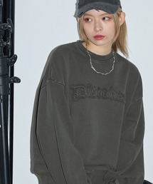 ヴィンテージピグメント加工パッチロゴ刺繍スウェット