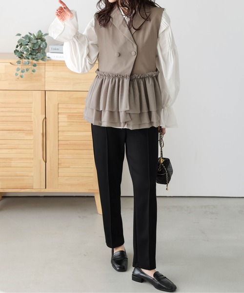 AMELY（エミリー）の「チュールドッキング テーラージレ（ベスト・レディース・ブラウン/ブラック/ベージュ・フリー）」の18枚目の写真