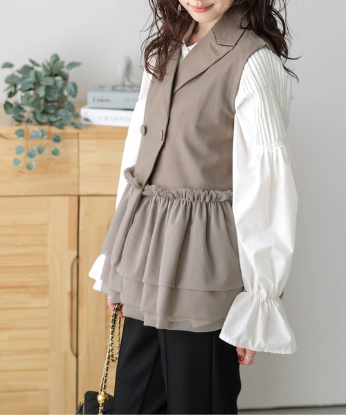 AMELY（エミリー）の「チュールドッキング テーラージレ（ベスト・レディース・ブラウン/ブラック/ベージュ・フリー）」の17枚目の写真